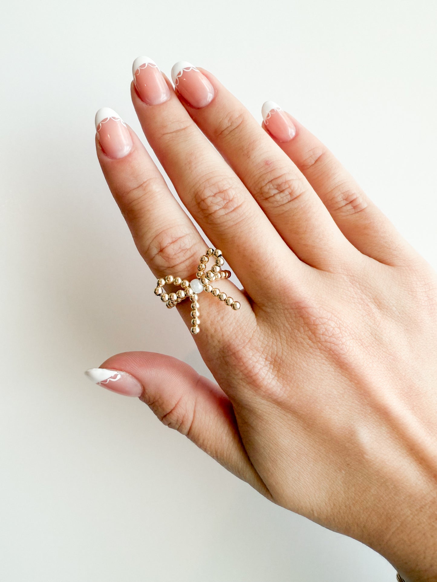 Pearlescent & Gold Bow Ring