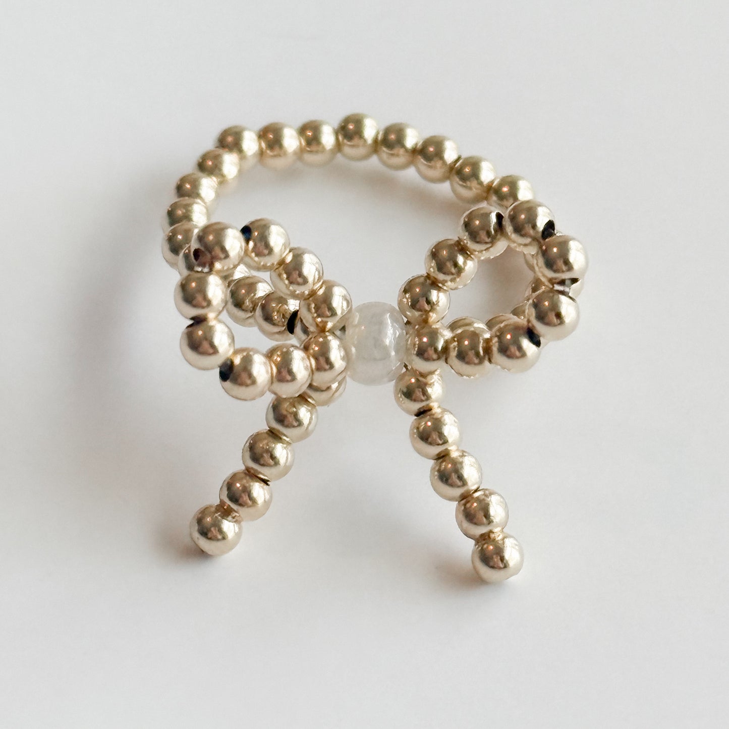 Pearlescent & Gold Bow Ring