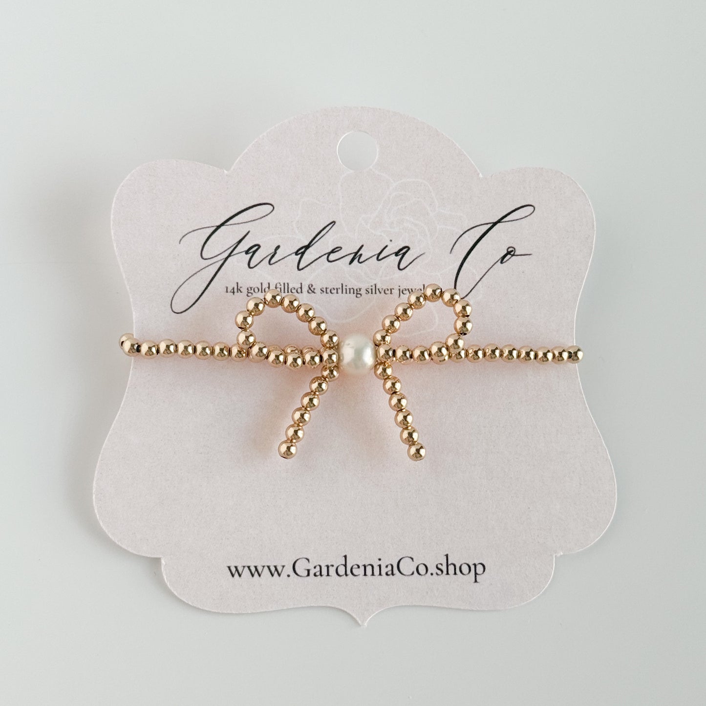 Mini Bow Gold & Pearl Bracelet