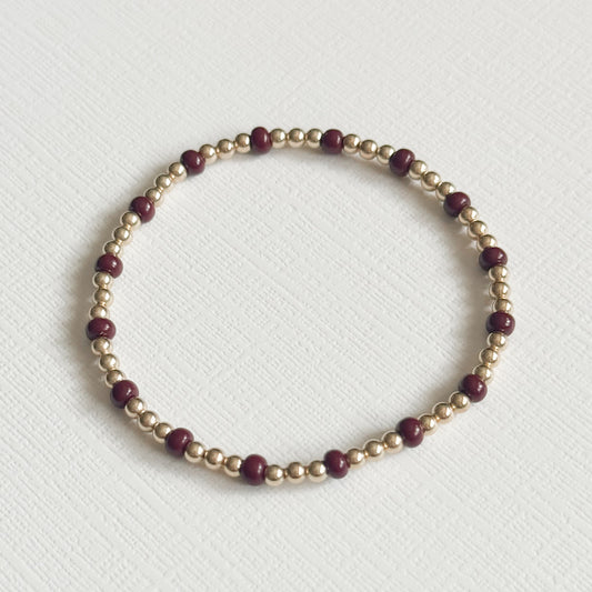 Maroon Brielle Bracelet in Gold