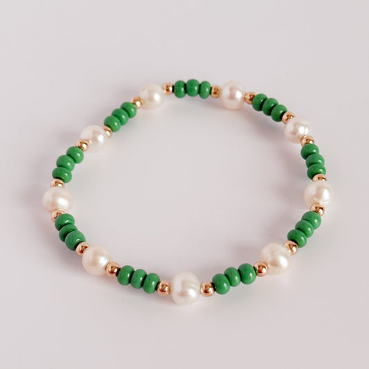 Green Gameday Pearl Bracelet