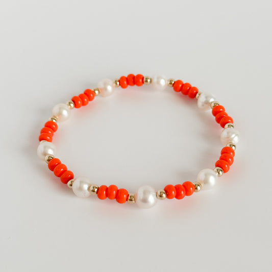 Orange Gameday Pearl Bracelet