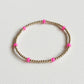 Dainty Hot Pink Splash Gold Bracelet