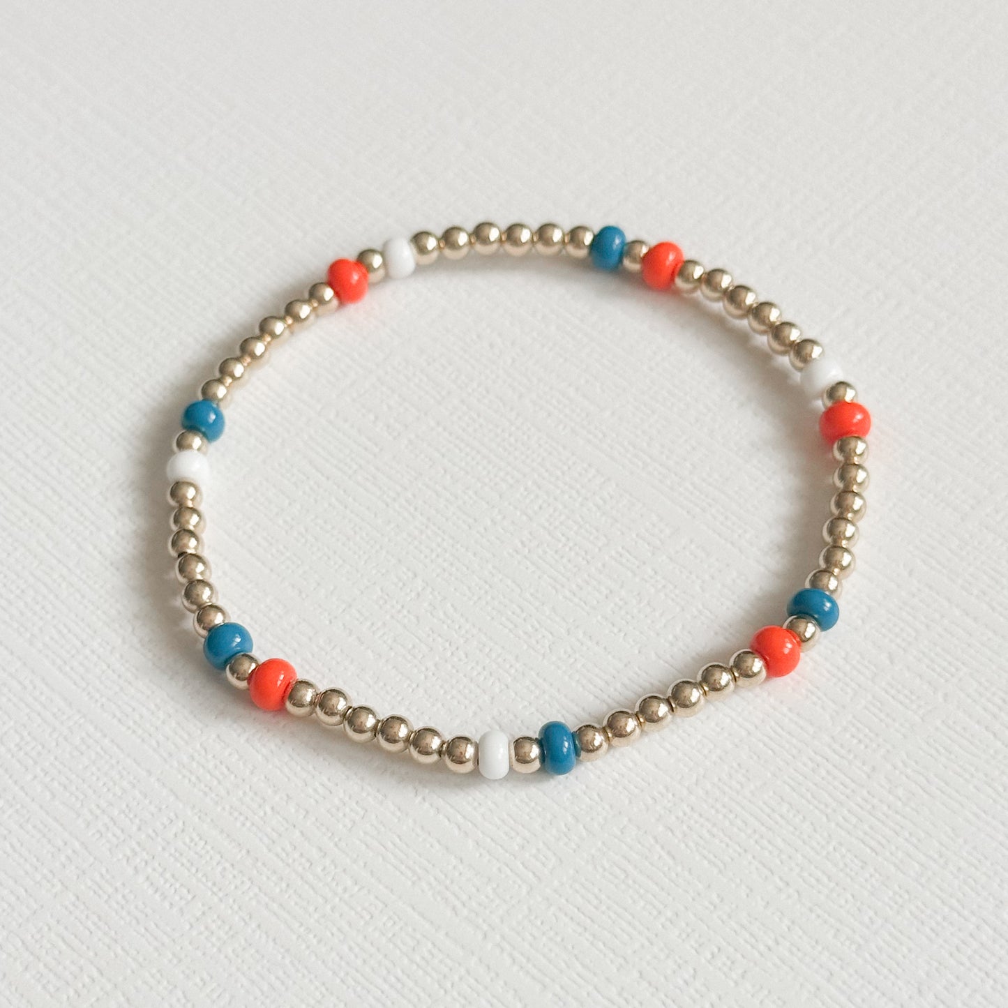 Orange, Blue, & White Game Day Splash Bracelet in Gold