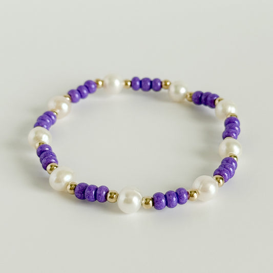 Purple Gameday Pearl Bracelet