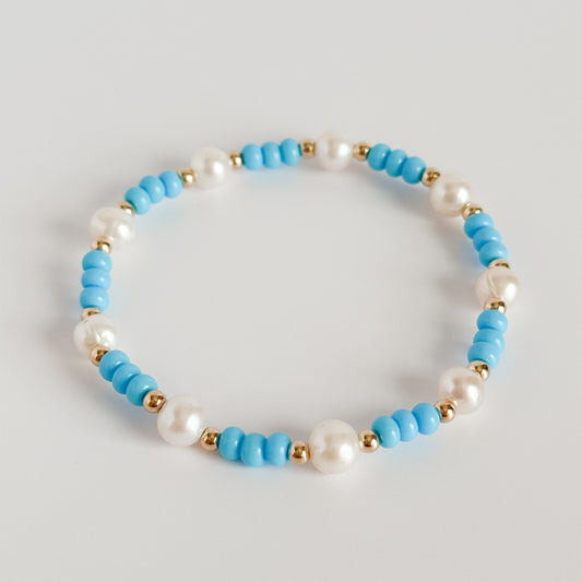 Light Blue Gameday Pearl Bracelet