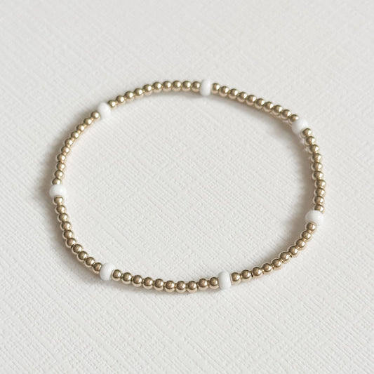 Dainty White Splash Bracelet in Gold