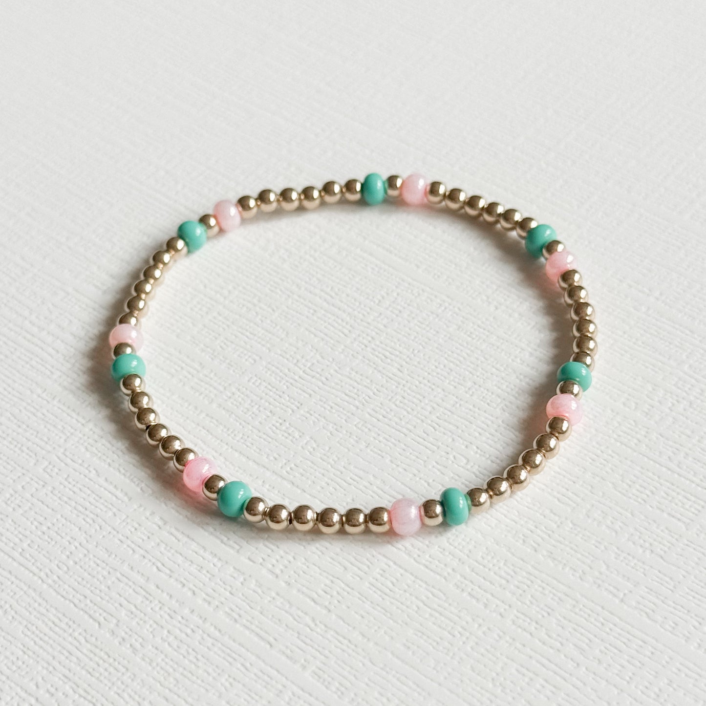 Aqua & Pink Summer Splash Gold Bracelet