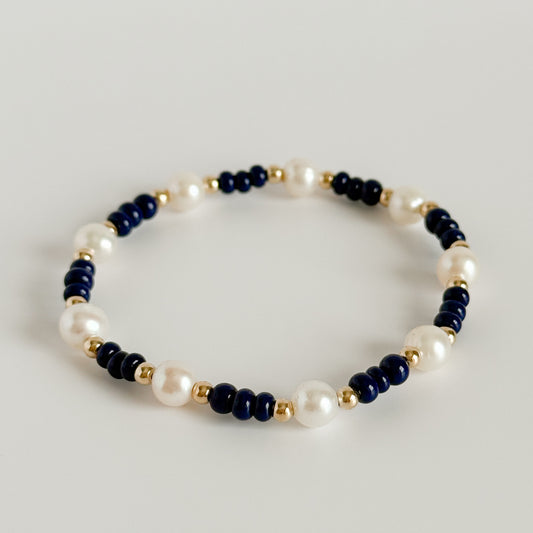 Navy Blue Gameday Pearl Bracelet