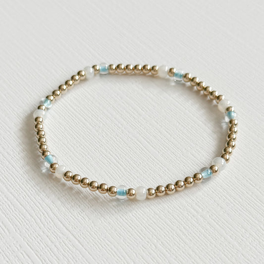 Blue & Pearly Gold Bracelet