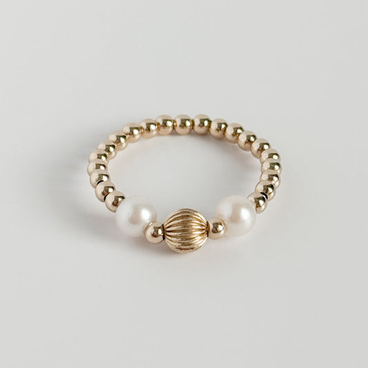 Hailey Belle & Pearl Gold Ring
