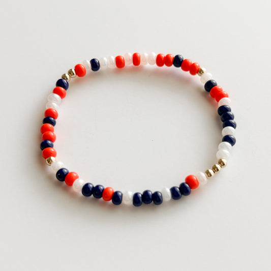 Orange, Navy, & White Gameday Confetti Bracelet