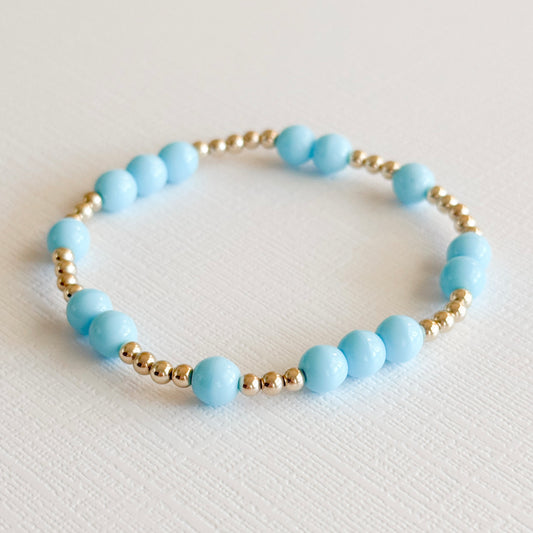 Chelsea 6mm Light Blue Bracelet in Gold