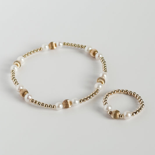 Hailey Belle & Pearl Gold Ring