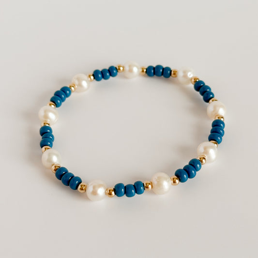 Blue Gameday Pearl Bracelet