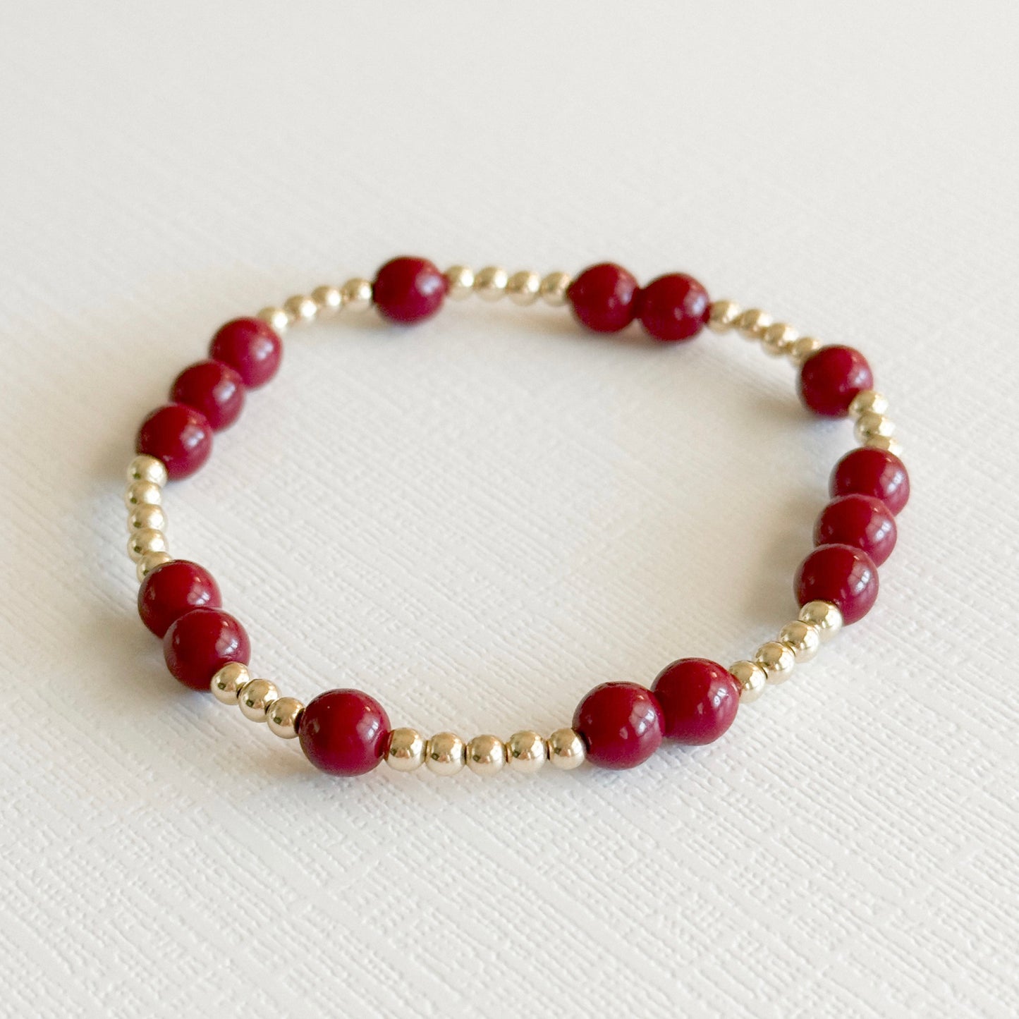 Chelsea 6mm Dark Red Bracelet in Gold