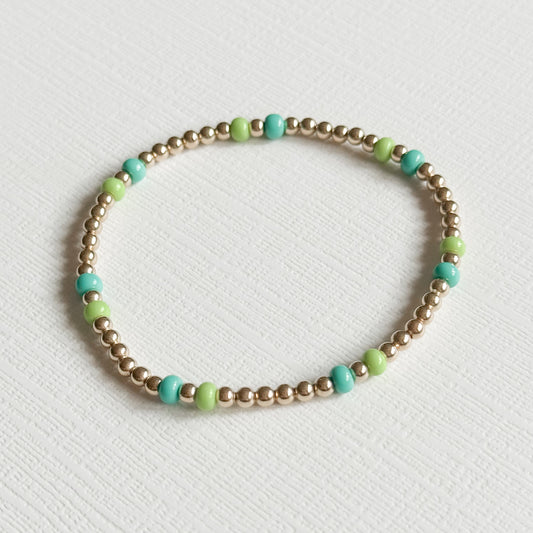 Aqua & Lime Summer Splash Gold Bracelet