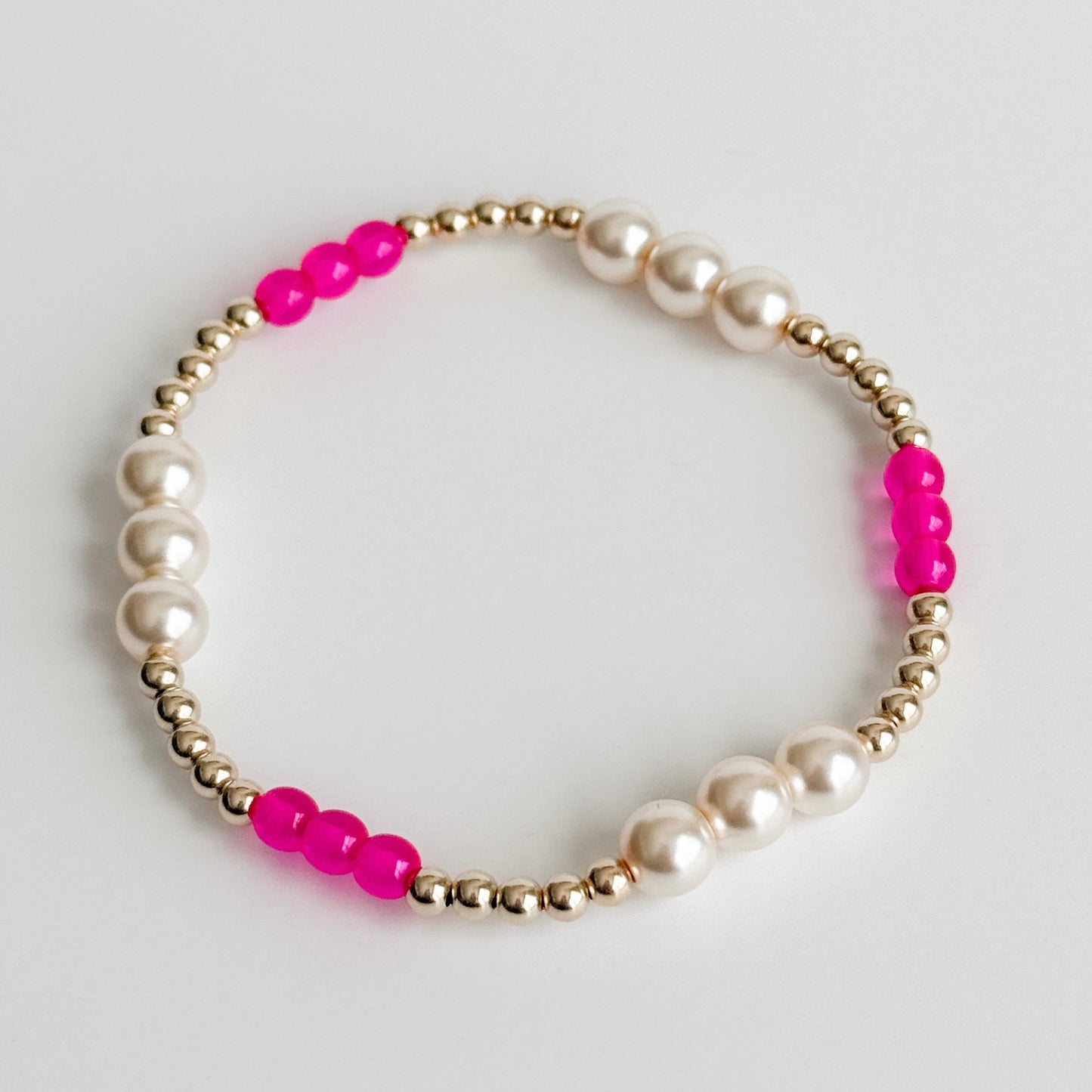 Hot Pink Jackie Pearl Bracelet in Gold