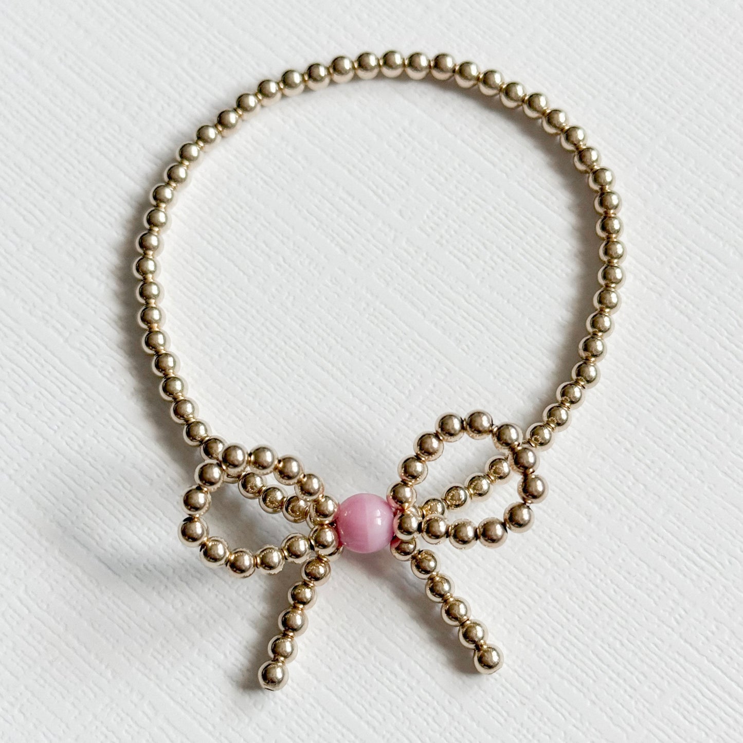 Mini Bow Gold & Pink Bracelet