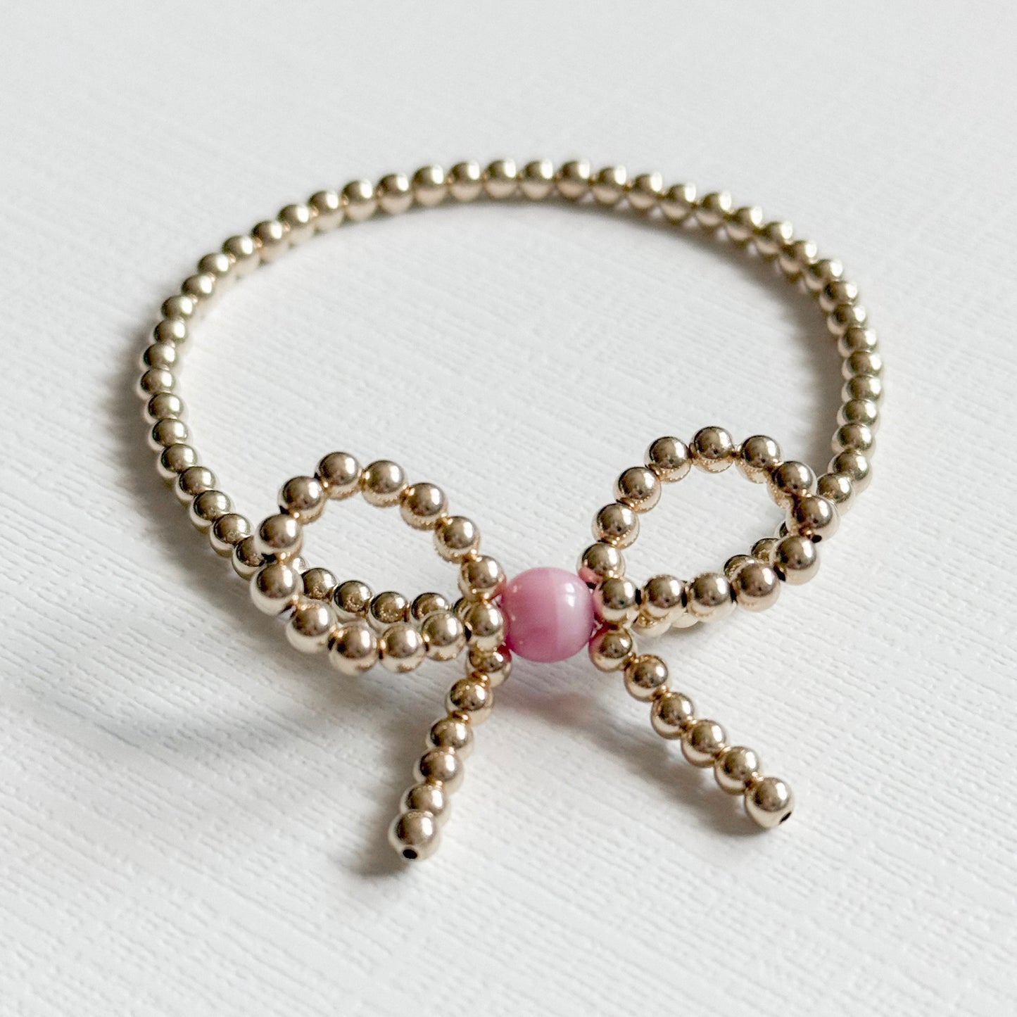 Mini Bow Gold & Pink Bracelet