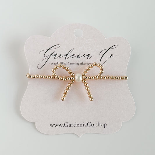 Mini Bow Gold & Pearl Bracelet